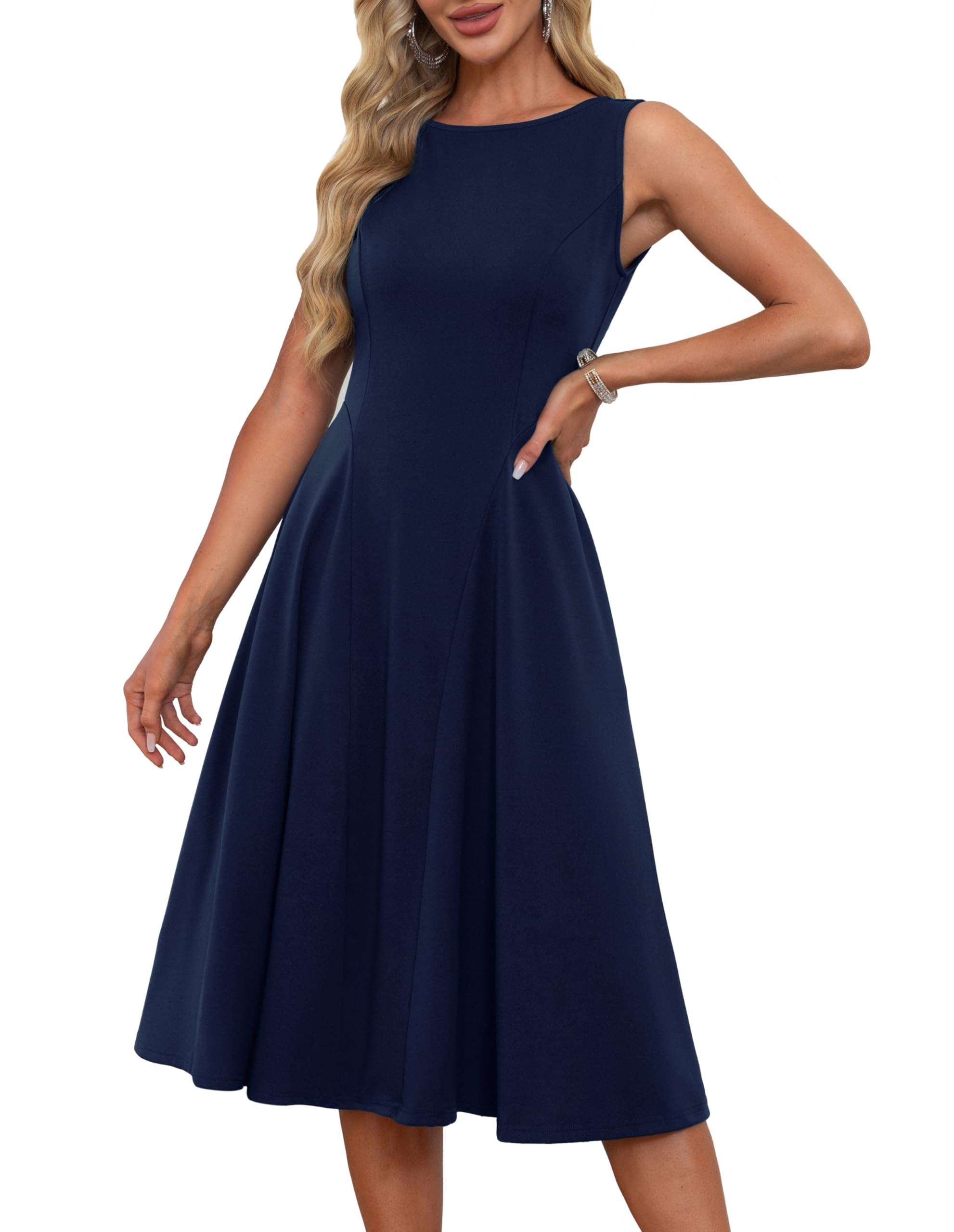 Foto 2 pulgar | Vestido Grace Karin Para Mujer 2025, Cóctel De Verano, Línea A, Azul Marino, Talla M - Venta Internacional.