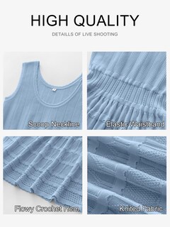 Foto 5 | Vestido Anrabess De Verano, Minivestido De Punto Sin Mangas, Azul Y Viscosa - Venta Internacional.