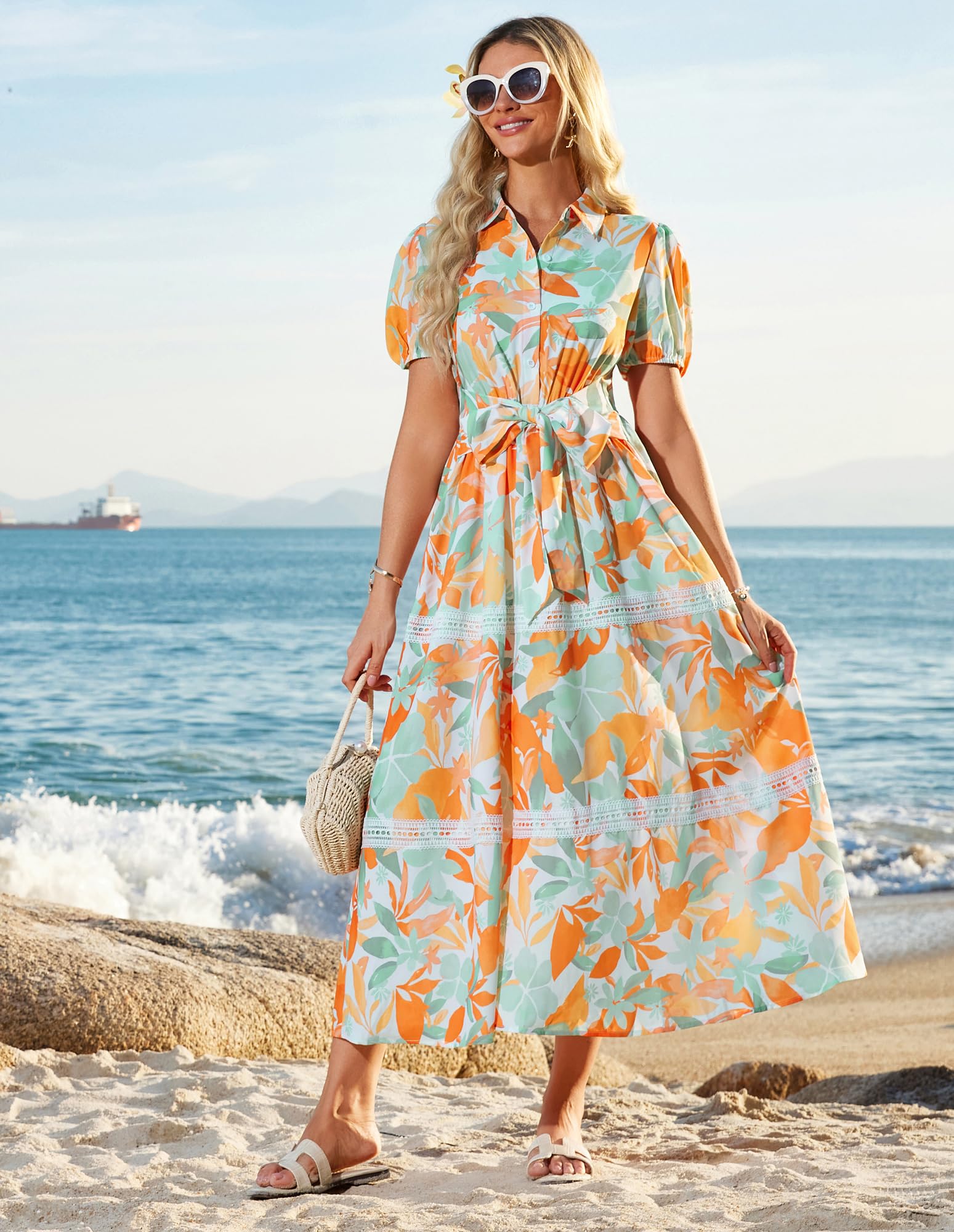 Foto 7 pulgar | Vestido Grace Karin Para Mujer, Maxi En Forma De A, Floral Y Fluido, Para Mujer - Venta Internacional.