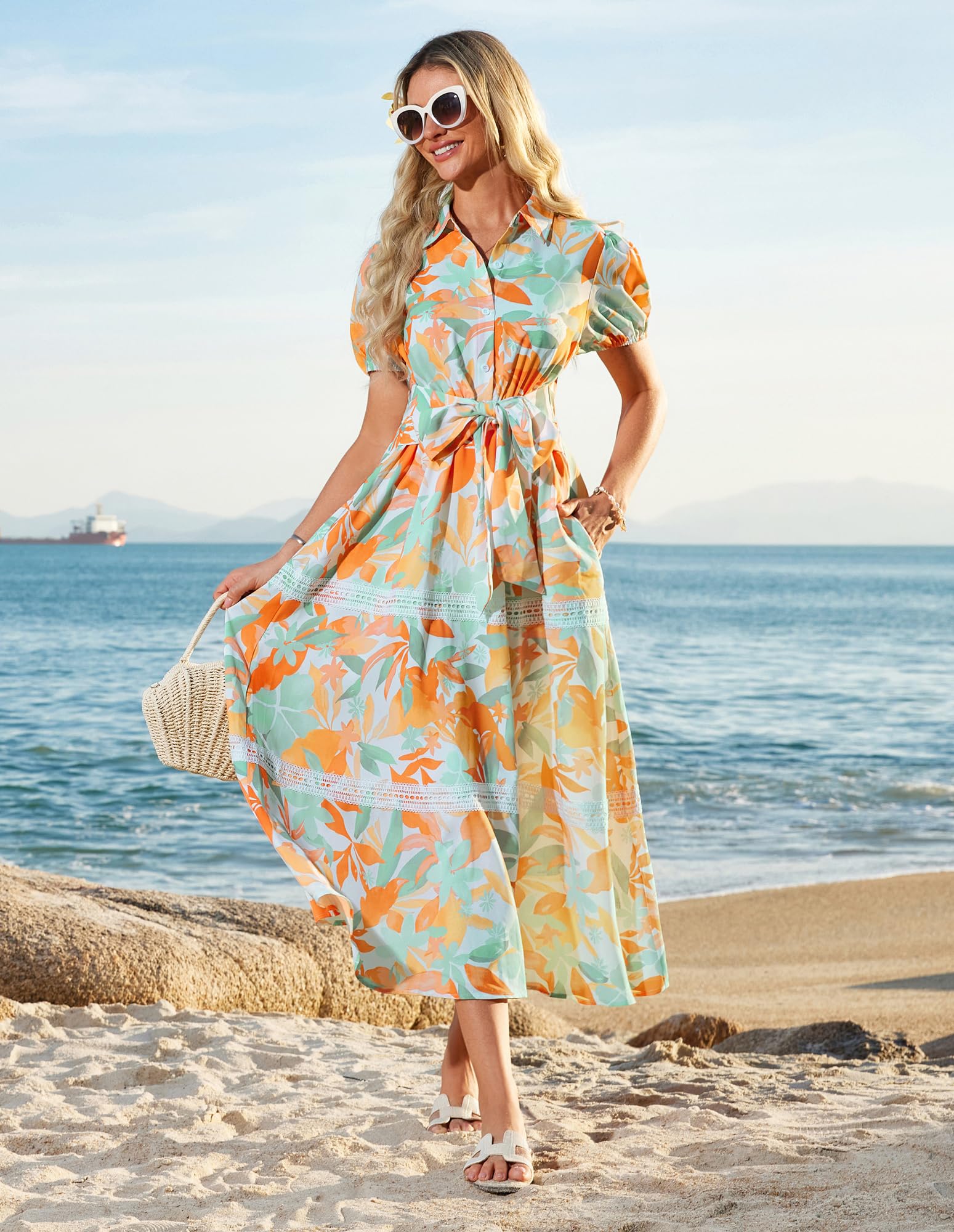Foto 7 | Vestido Grace Karin Para Mujer, Maxi En Forma De A, Floral Y Fluido, Para Mujer - Venta Internacional.