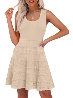 Foto 1 | Vestido Anrabess, De Punto, Sin Mangas, De Punto, Para Verano, Playa, Beige - Venta Internacional.