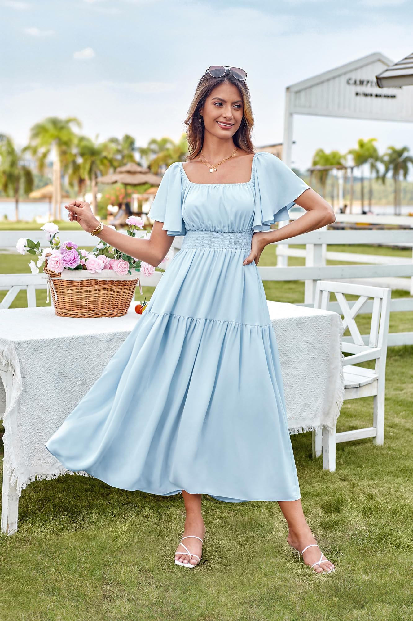 Foto 3 pulgar | Vestido Largo Grace Karin Casual De Verano Con Mangas Con Volantes Para Mujer - Venta Internacional.