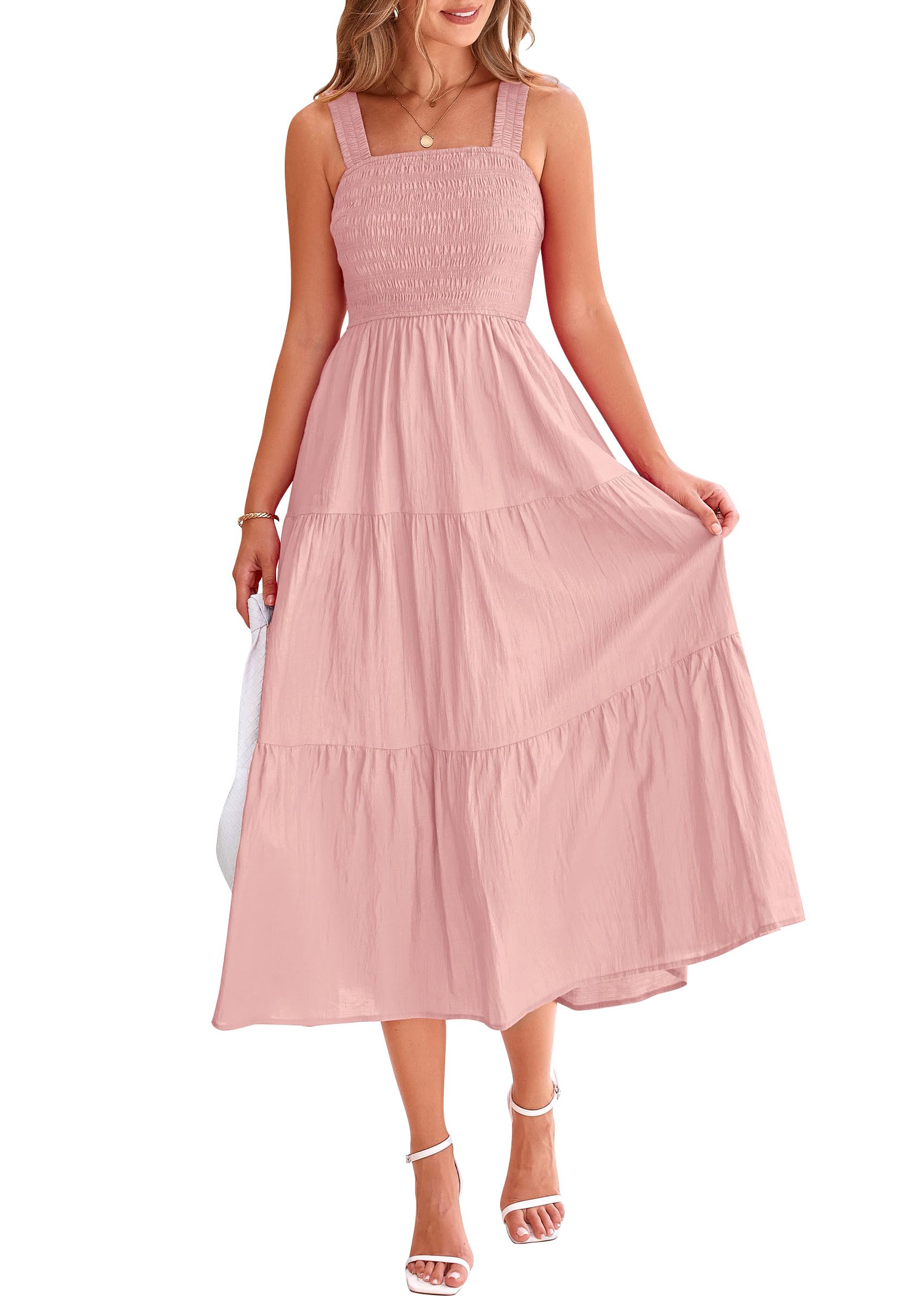 Foto 2 pulgar | Vestido Prettygarden Para Mujer, Midi, De Verano, Rosa, Talla M - Venta Internacional.