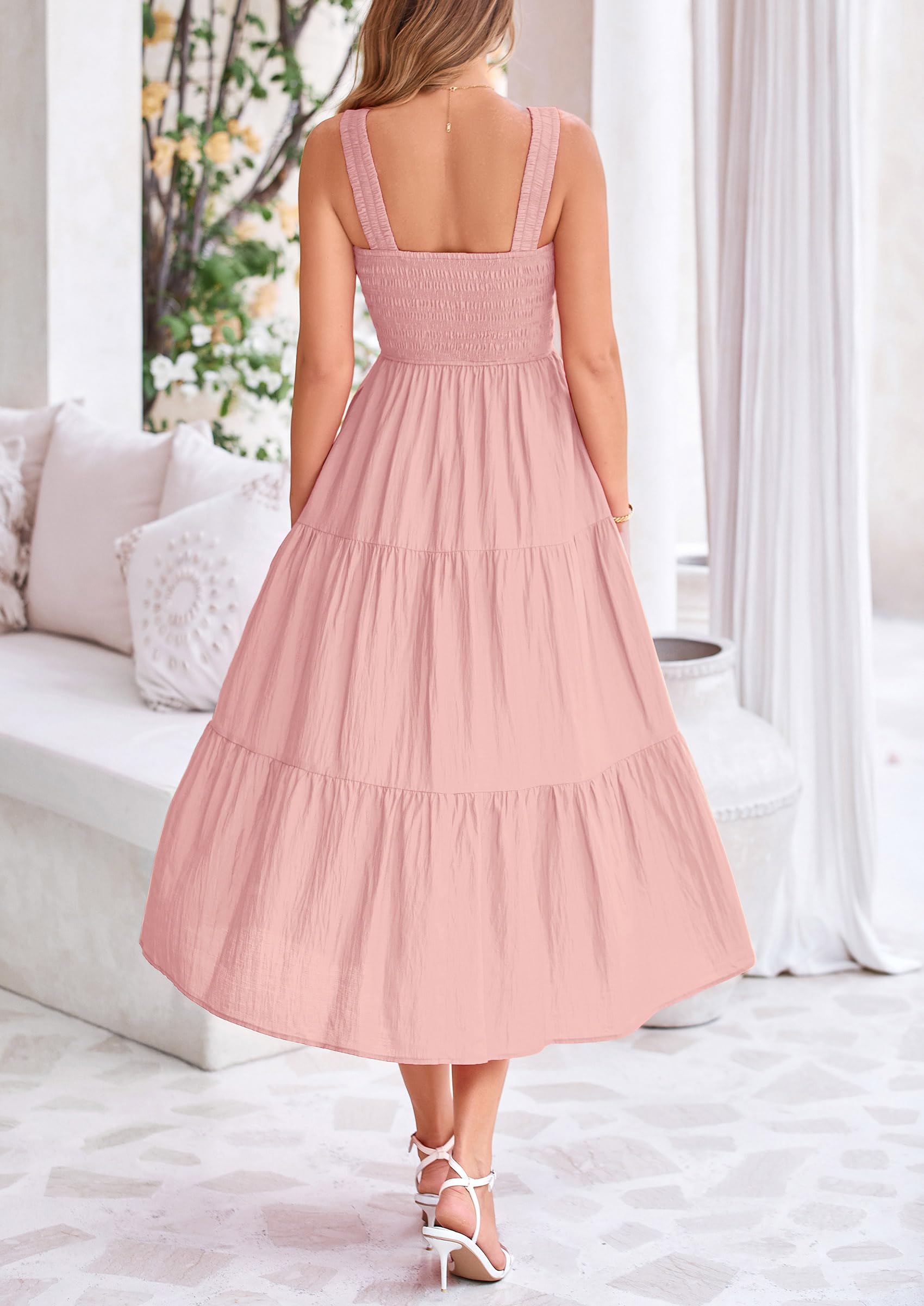 Foto 3 pulgar | Vestido Prettygarden Para Mujer, Midi, De Verano, Rosa, Talla M - Venta Internacional.