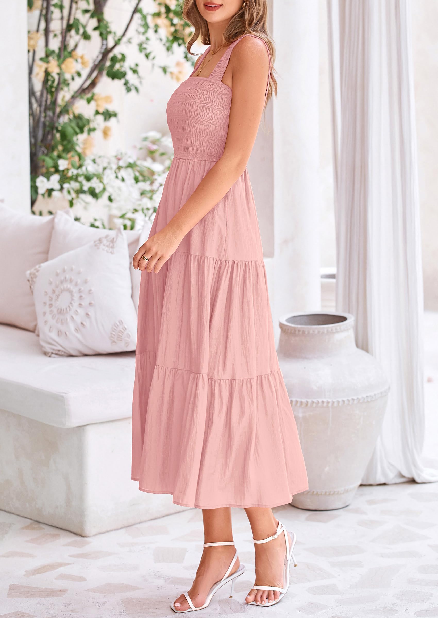 Foto 6 pulgar | Vestido Prettygarden Para Mujer, Midi, De Verano, Rosa, Talla M - Venta Internacional.