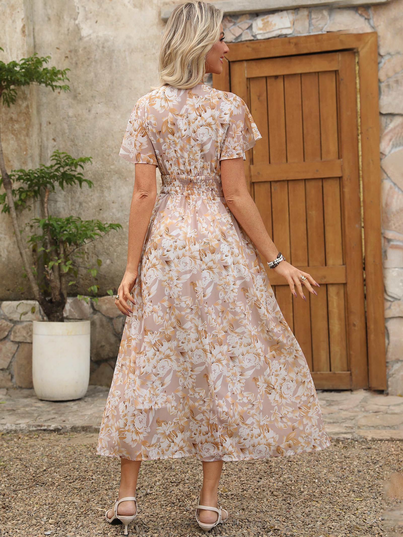 Foto 7 pulgar | Vestido Largo Anrabess Con Estampado Floral Y Cuello En V De Chifón Para Mujer - Venta Internacional.