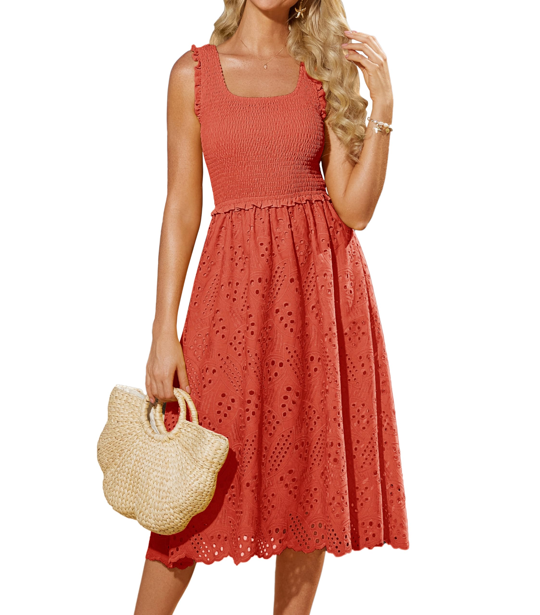 Foto 2 pulgar | Vestido De Verano Grace Karin Para Mujer, Elegante, Casual, Rojo Coral - Venta Internacional.