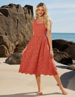Foto 4 | Vestido De Verano Grace Karin Para Mujer, Elegante, Casual, Rojo Coral - Venta Internacional.