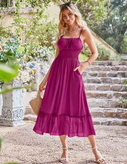 Foto 2 | Vestido Grace Karin Para Mujer, Verano 2025, Bohemio, Maxi Morado Y Rojo, Xxl - Venta Internacional.