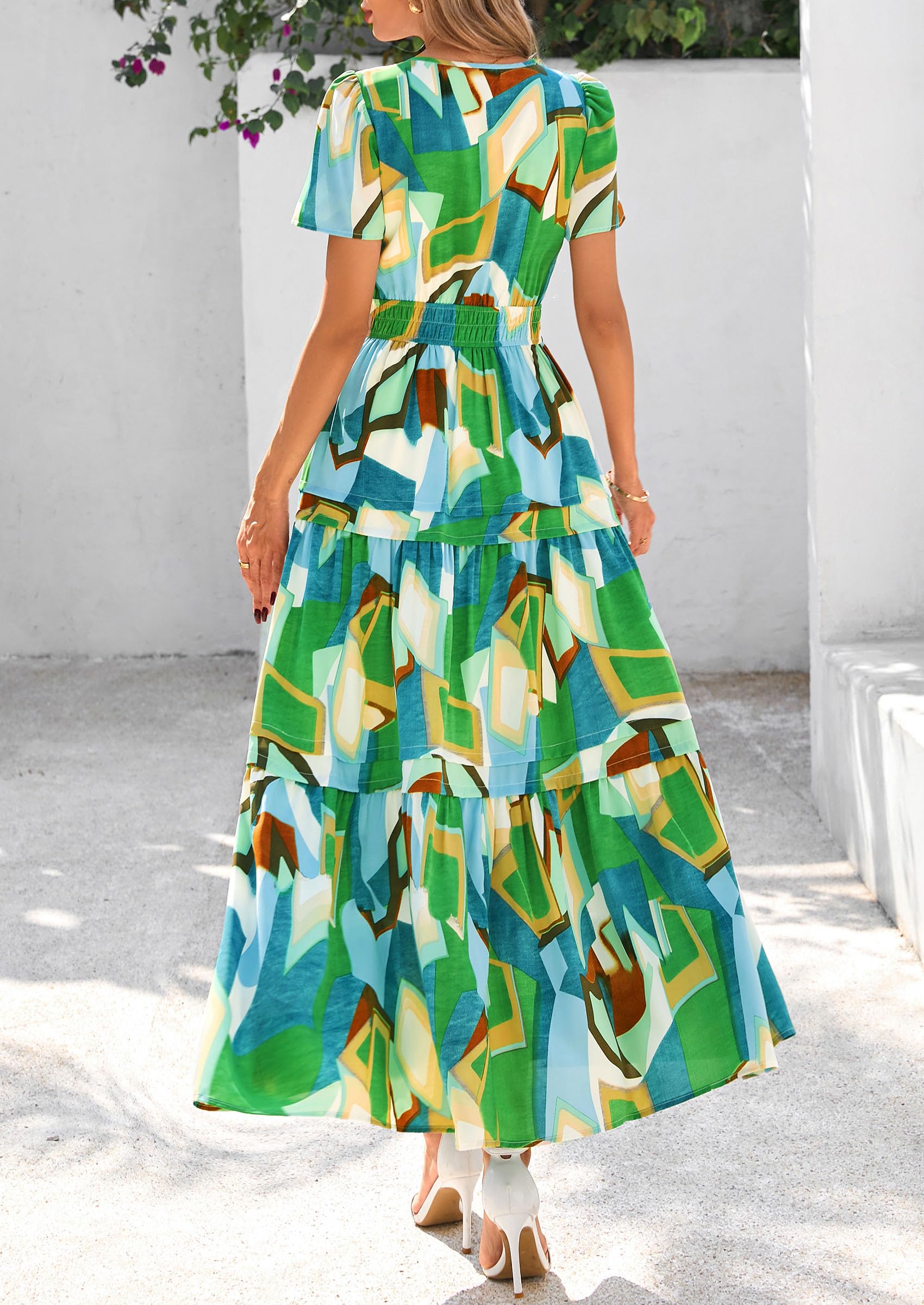 Foto 2 | Vestido Largo Prettygarden Para Mujer, Verano 2025, Estilo Bohemio, Floral, Verde - Venta Internacional.