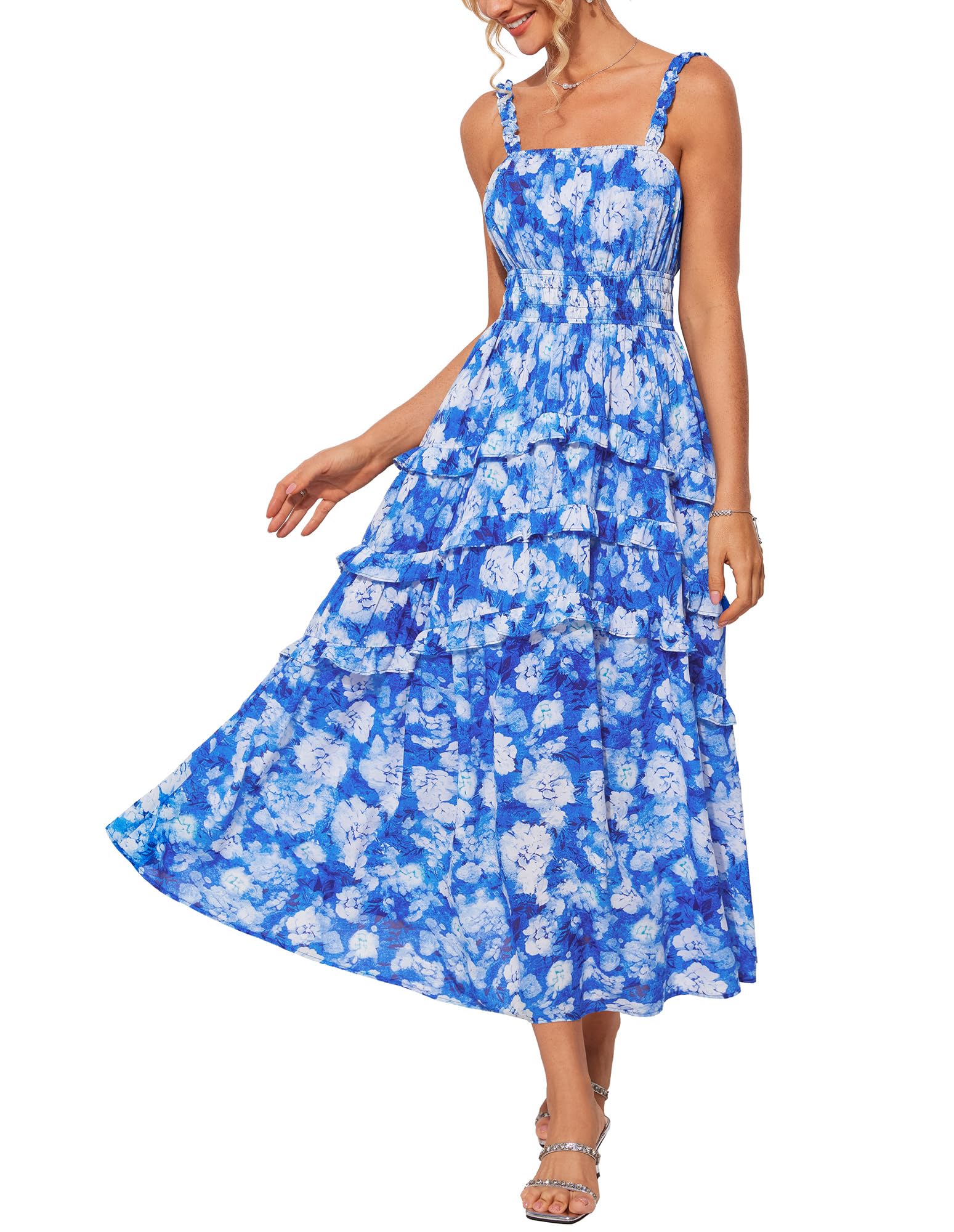 Foto 2 pulgar | Vestido Largo Grace Karin Con Estampado Floral Escalonado Para Mujer Invitada A Una Boda - Venta Internacional.