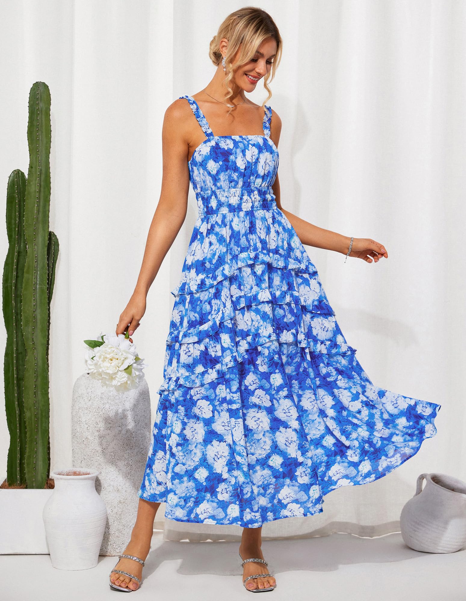Foto 3 pulgar | Vestido Largo Grace Karin Con Estampado Floral Escalonado Para Mujer Invitada A Una Boda - Venta Internacional.