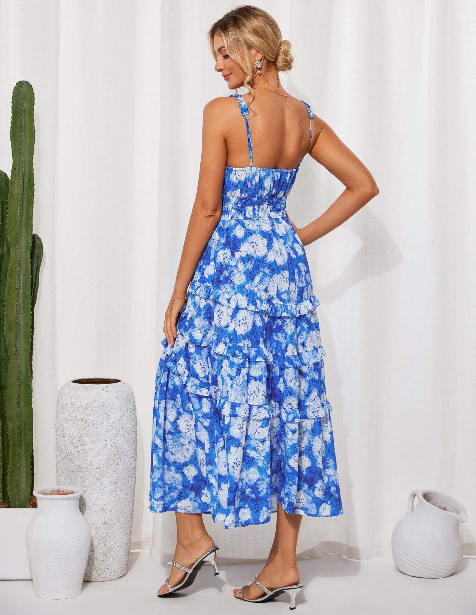 Foto 4 pulgar | Vestido Largo Grace Karin Con Estampado Floral Escalonado Para Mujer Invitada A Una Boda - Venta Internacional.