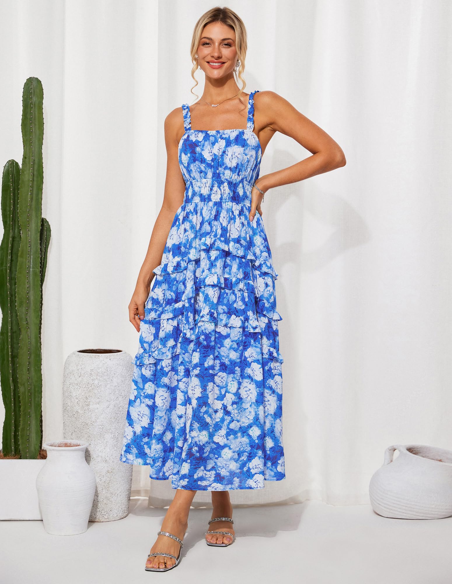 Foto 5 pulgar | Vestido Largo Grace Karin Con Estampado Floral Escalonado Para Mujer Invitada A Una Boda - Venta Internacional.