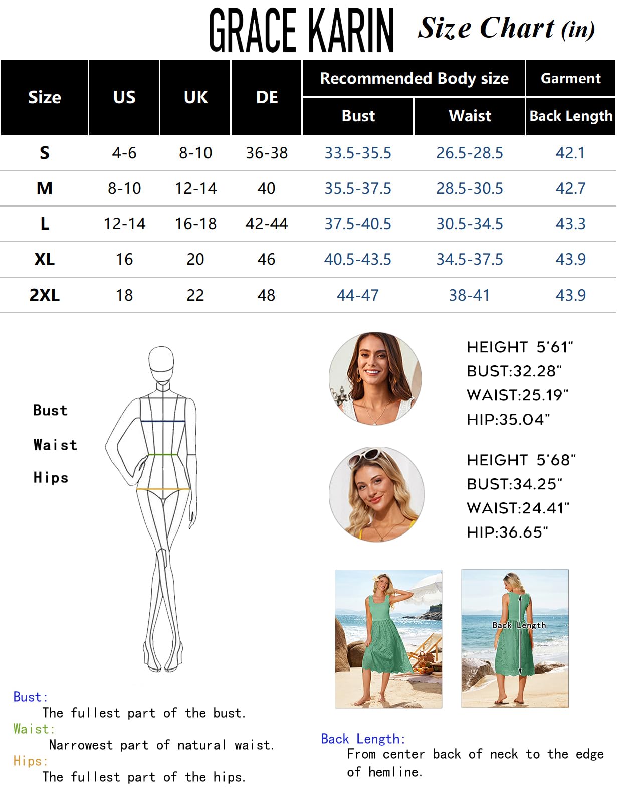Foto 7 pulgar | Vestido Grace Karin Para Pascua Y Verano, Casual, Cintura Alta, Azul Claro - Venta Internacional.