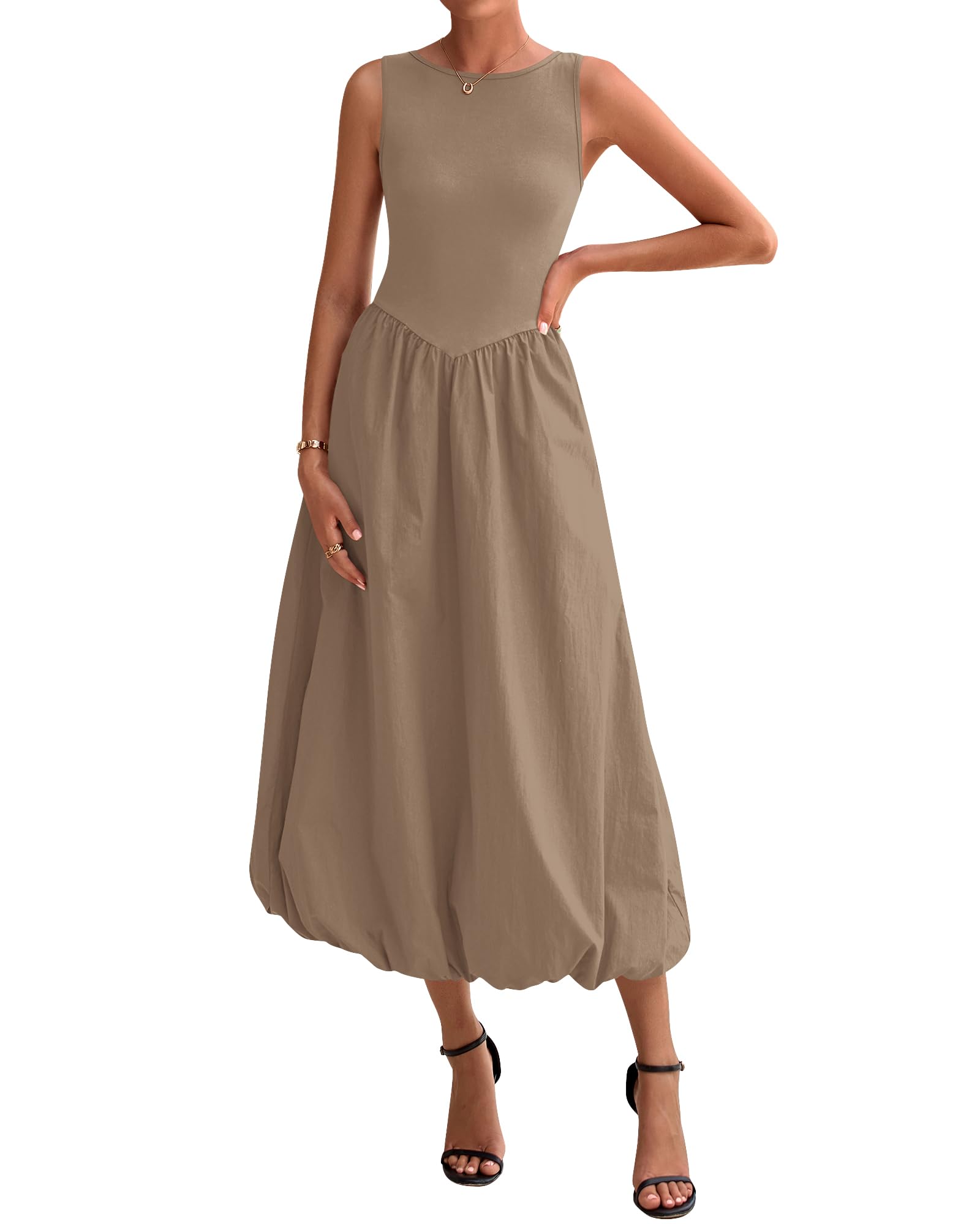 Foto 1 | Vestido Midi Casual Sin Mangas Btfbm Para Mujer 2025 - Venta Internacional.