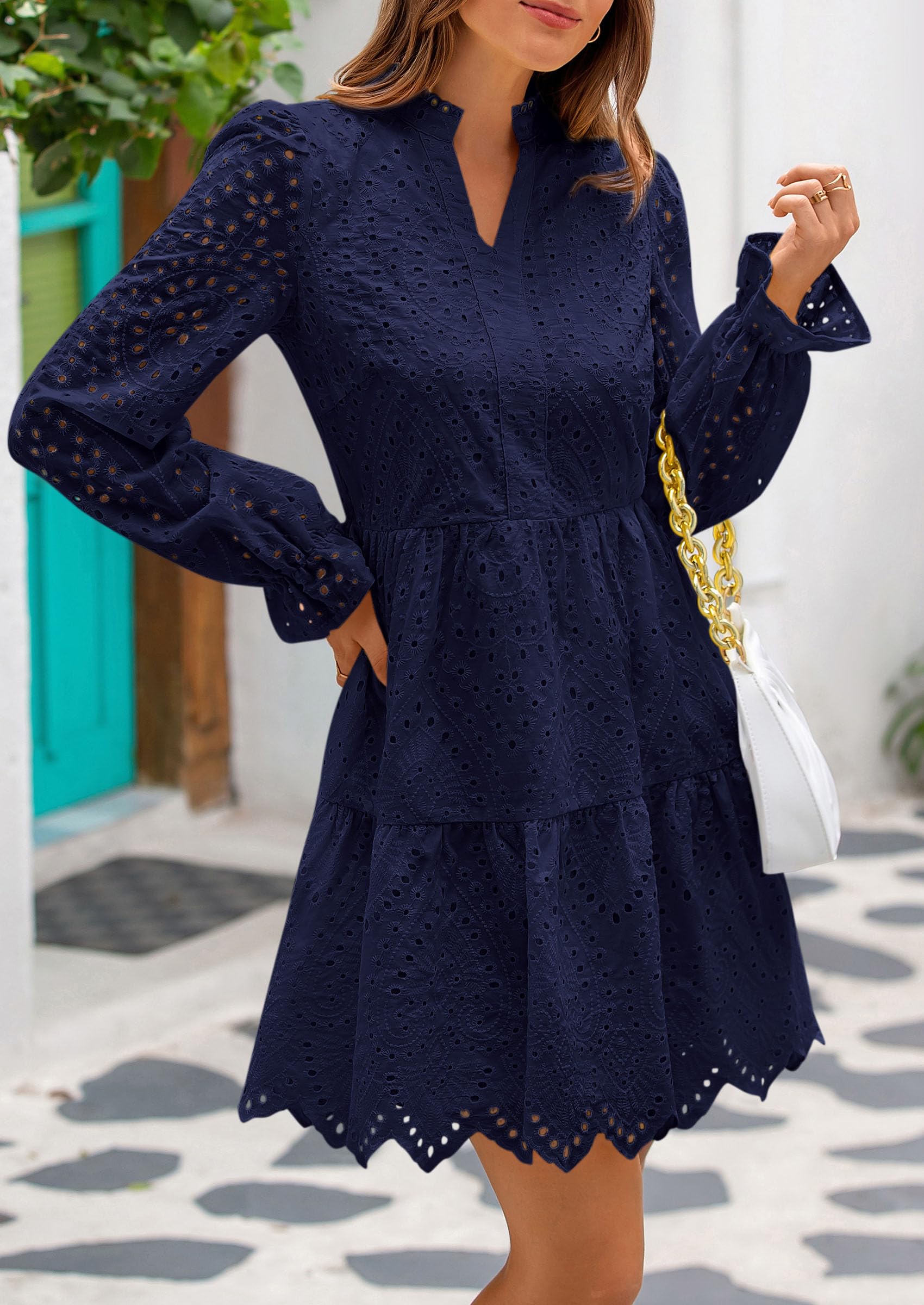 Foto 4 pulgar | Vestido Prettygarden Para Mujer, Primavera 2025, Manga Larga, Cuello En V - Venta Internacional.