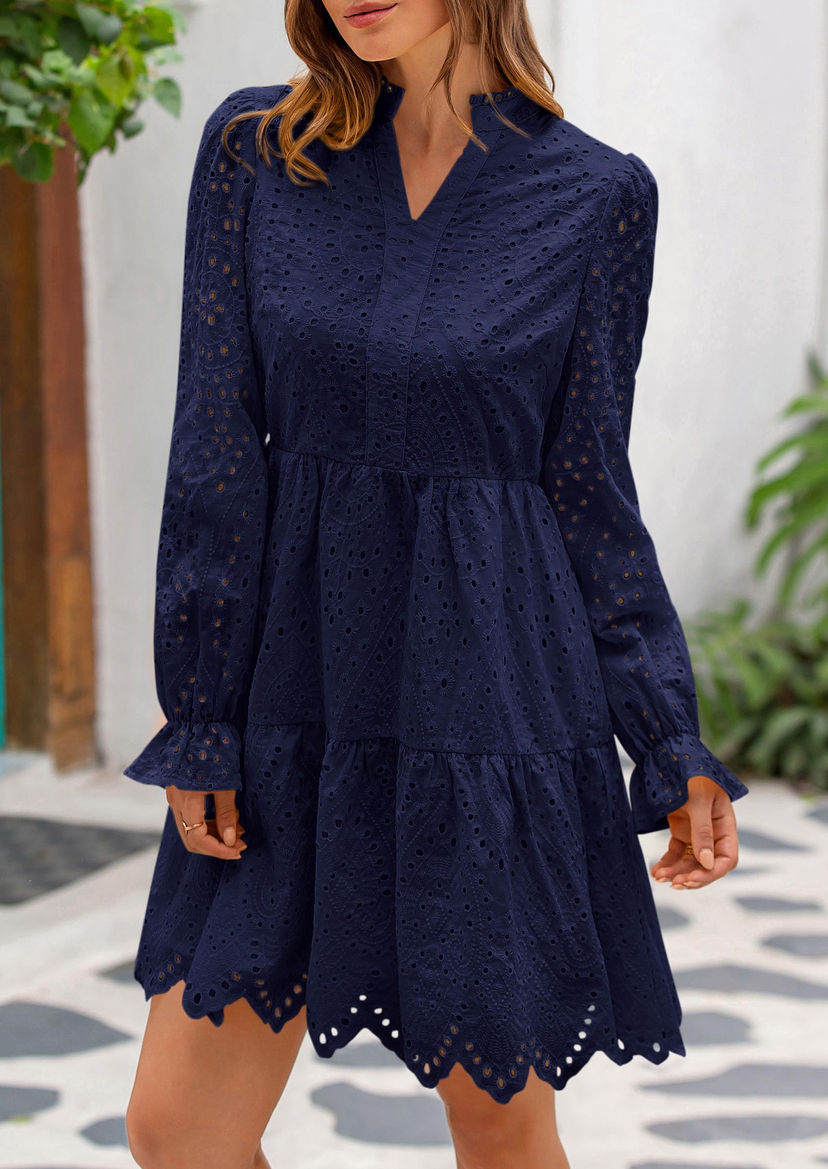 Foto 5 pulgar | Vestido Prettygarden Para Mujer, Primavera 2025, Manga Larga, Cuello En V - Venta Internacional.