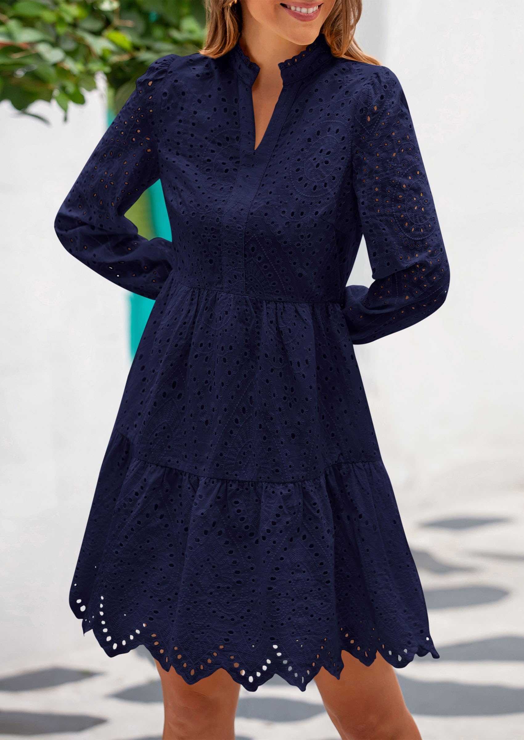 Foto 7 | Vestido Prettygarden Para Mujer, Primavera 2025, Manga Larga, Cuello En V - Venta Internacional.