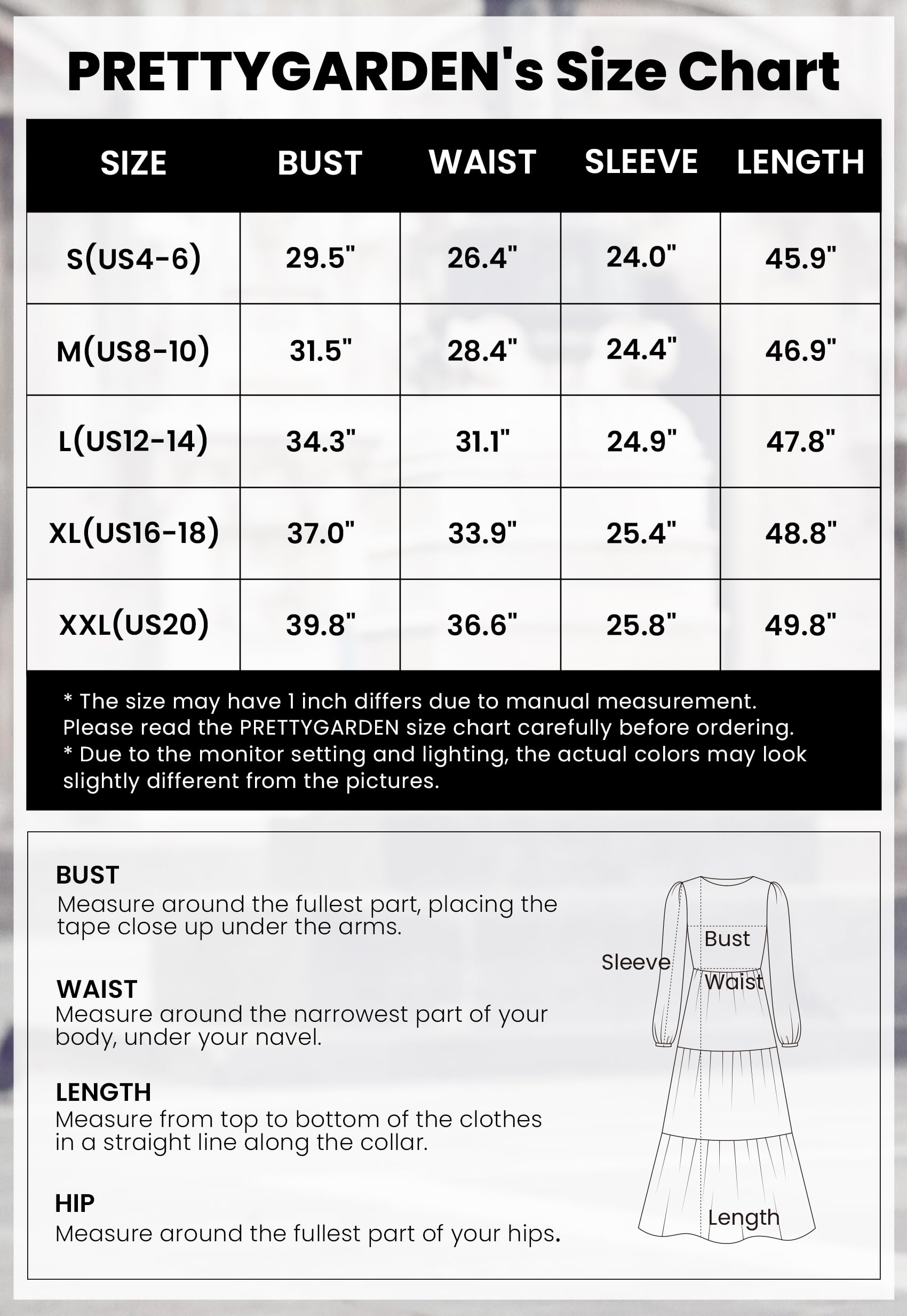 Foto 7 pulgar | Vestido Midi Prettygarden De Manga Larga Con Estampado Floral Fruncido Para Mujer - Venta Internacional.