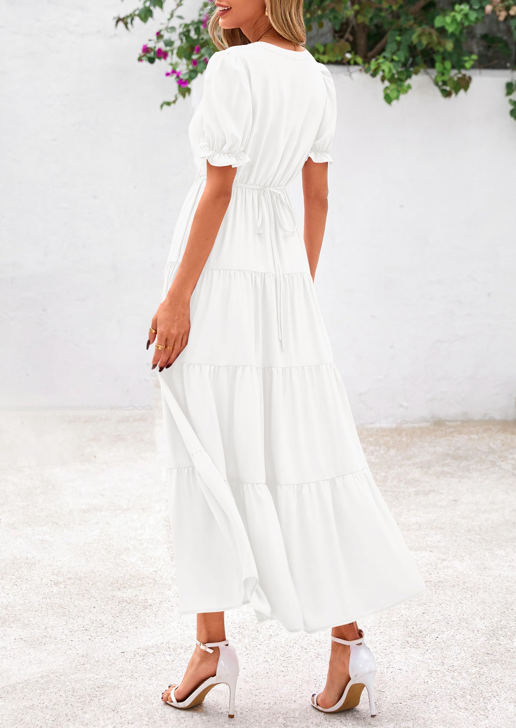 Foto 2 | Vestido Midi Prettygarden Para Mujer, Casual, Verano 2025, Blanco - Venta Internacional.