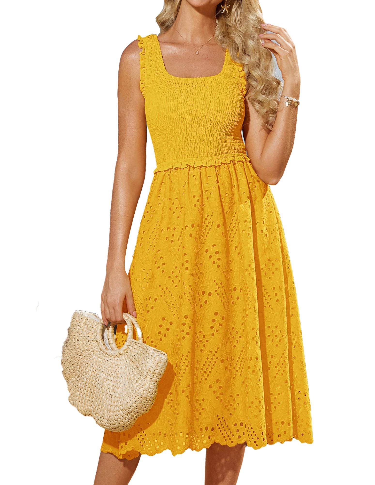 Foto 2 pulgar | Vestido De Verano Grace Karin Bordado Para Vacaciones De Verano En Amarillo Limón - Venta Internacional.