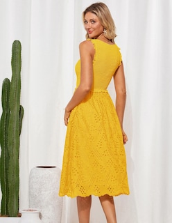 Foto 4 | Vestido De Verano Grace Karin Bordado Para Vacaciones De Verano En Amarillo Limón - Venta Internacional.
