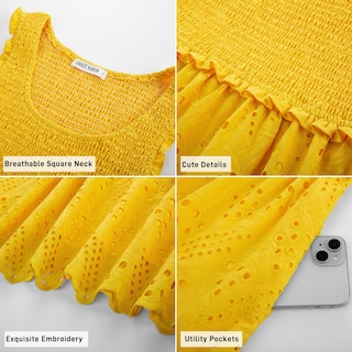 Foto 6 | Vestido De Verano Grace Karin Bordado Para Vacaciones De Verano En Amarillo Limón - Venta Internacional.