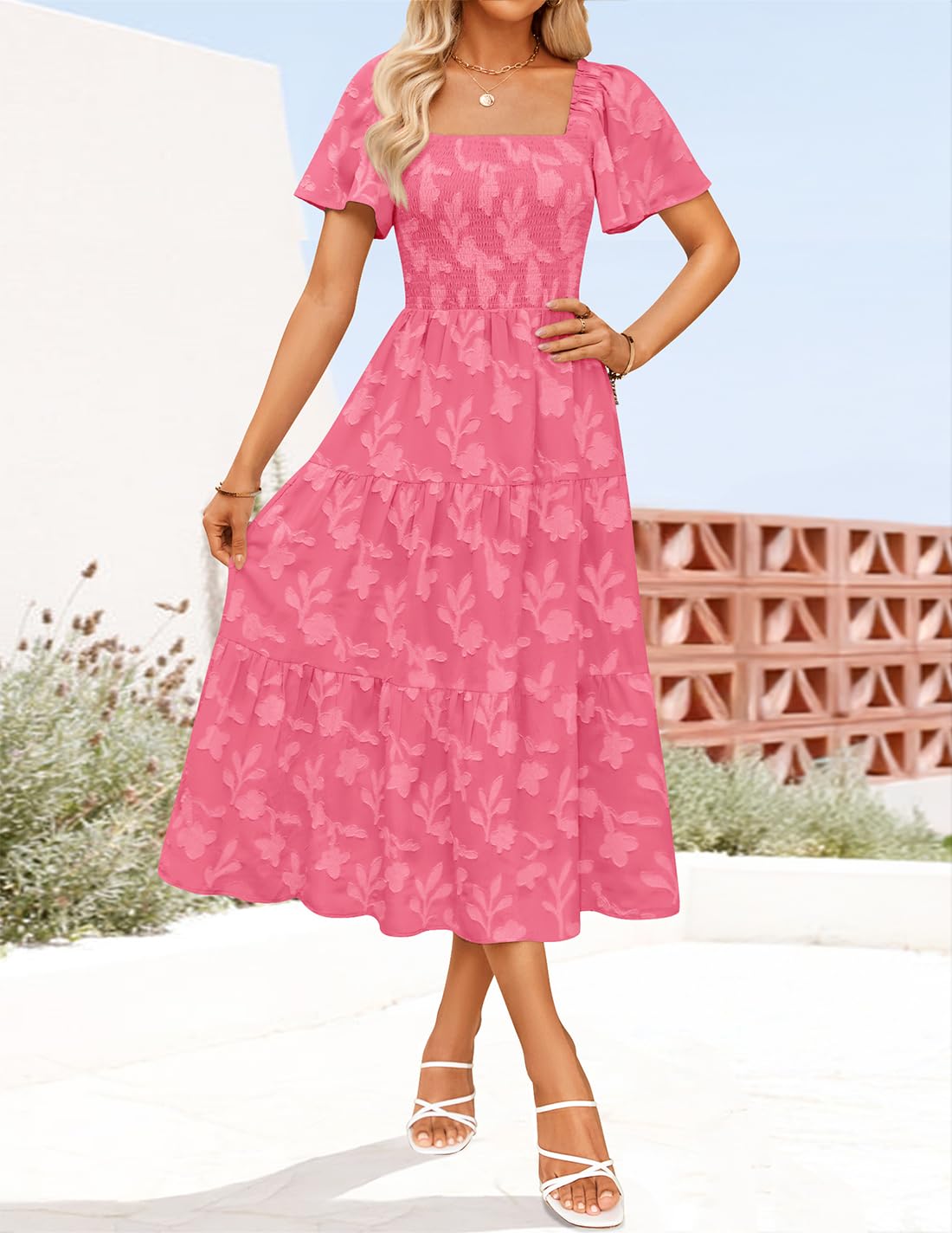 Foto 3 pulgar | Vestido Zesica Bohemio Floral Midi para Mujer - Venta Internacional