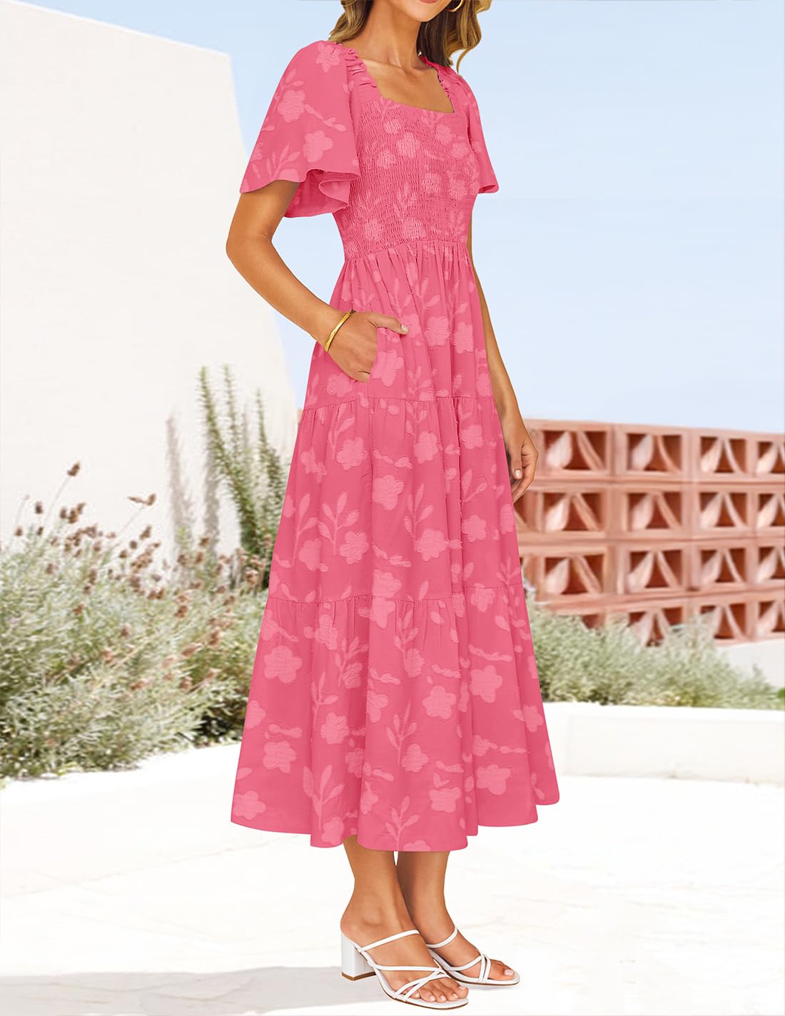 Foto 6 pulgar | Vestido Zesica Bohemio Floral Midi para Mujer - Venta Internacional