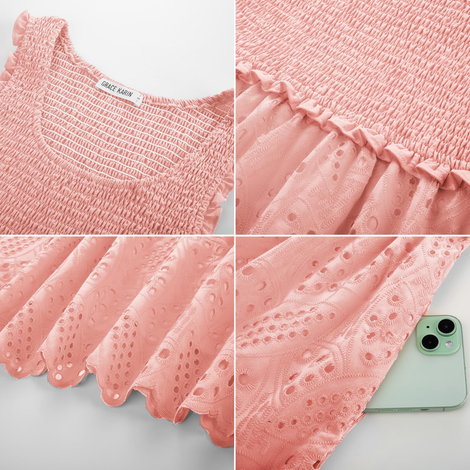 Foto 6 pulgar | Vestido Grace Karin Casual Bordado De Verano Rosa Claro M Para Mujer - Venta Internacional.