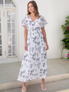 Foto 4 | Vestido Largo Anrabess Con Estampado Floral Y Cuello En V De Chifón Para Mujer - Venta Internacional.