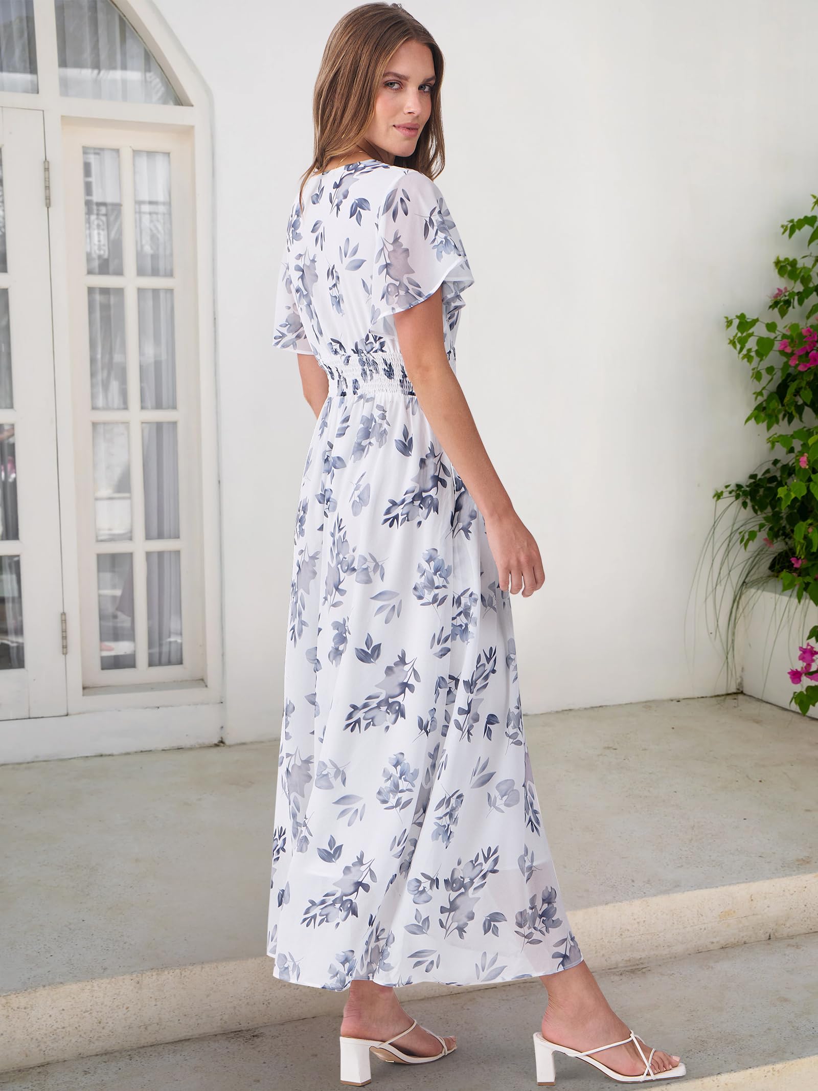 Foto 6 pulgar | Vestido Largo Anrabess Con Estampado Floral Y Cuello En V De Chifón Para Mujer - Venta Internacional.