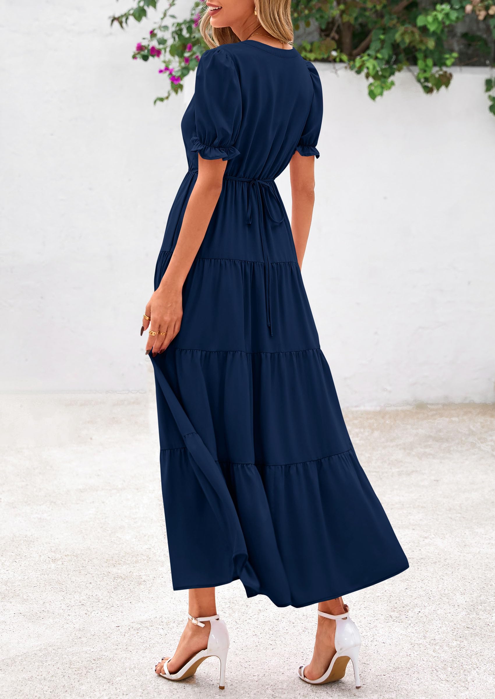Foto 2 | Vestido Midi Prettygarden Para Mujer, Casual, Verano 2025, Azul Marino - Venta Internacional.