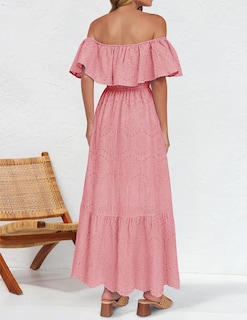 Foto 3 | Vestido Zesica A Media Pierna Con Volantes Y Hombros Descubiertos Para Verano 2025 - Venta Internacional.