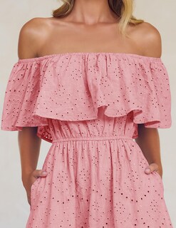 Foto 5 | Vestido Zesica A Media Pierna Con Volantes Y Hombros Descubiertos Para Verano 2025 - Venta Internacional.