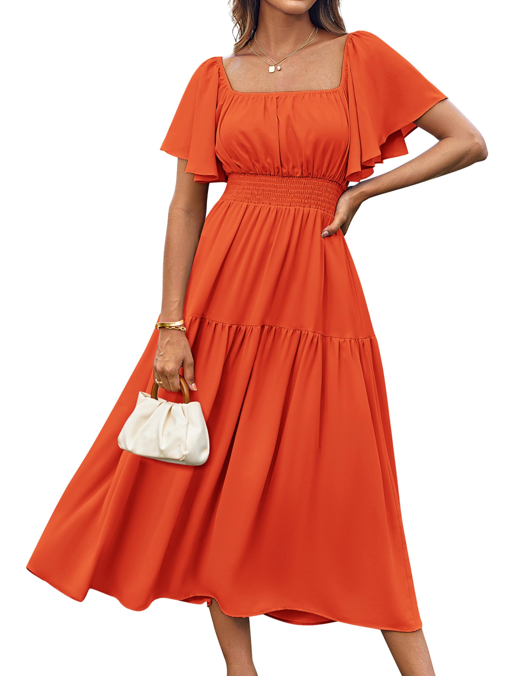 Foto 2 pulgar | Vestido Grace Karin Para Mujer, Manga Corta, Manga Corta, Escalonado, Naranja Fluido - Venta Internacional.