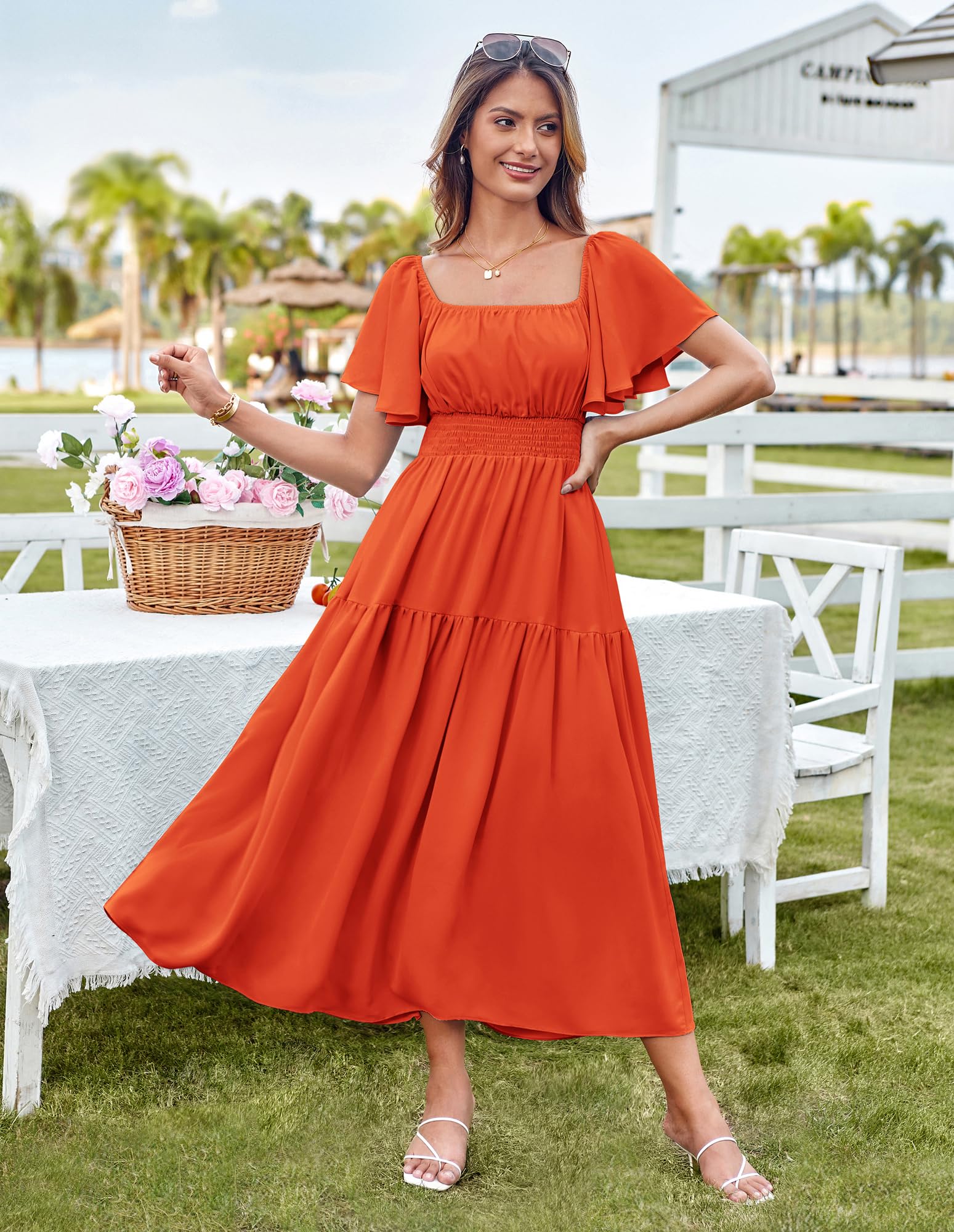 Foto 3 pulgar | Vestido Grace Karin Para Mujer, Manga Corta, Manga Corta, Escalonado, Naranja Fluido - Venta Internacional.