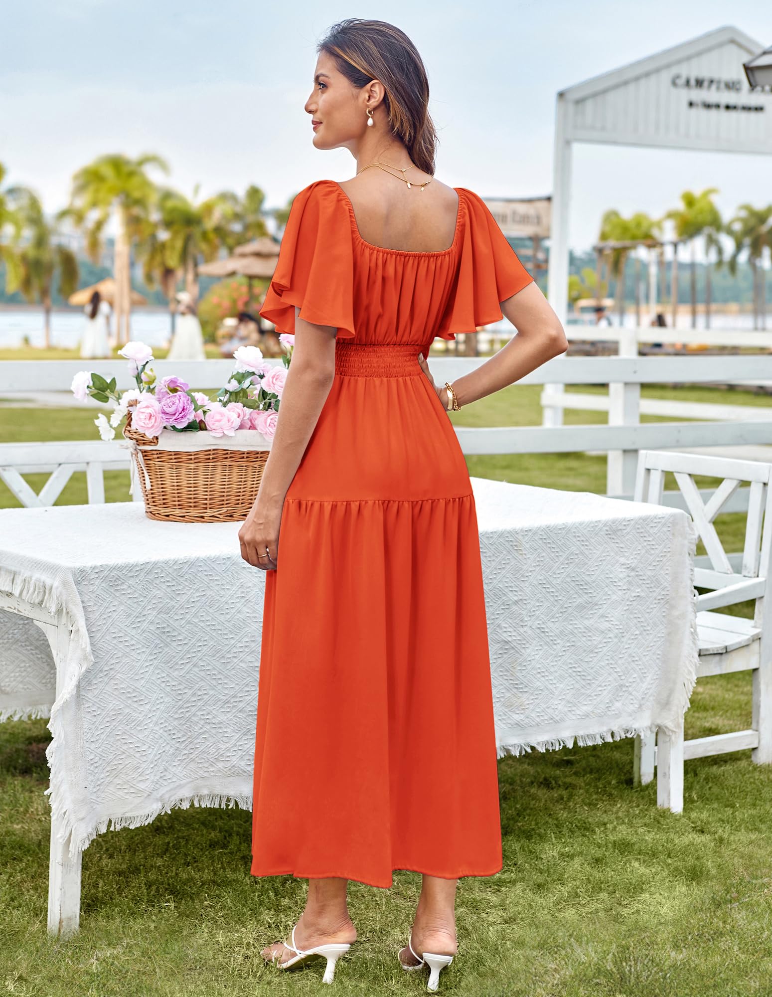 Foto 8 pulgar | Vestido Grace Karin Para Mujer, Manga Corta, Manga Corta, Escalonado, Naranja Fluido - Venta Internacional.