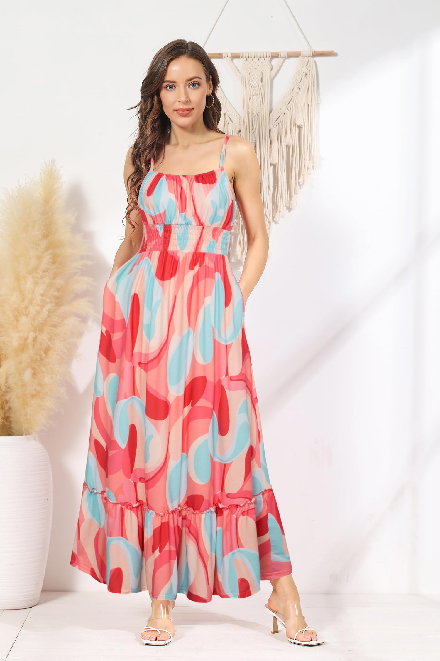 Foto 7 pulgar | Vestido Largo Grace Karin Summer Para Mujer Rosa Con Estampado Floral Talla S - Venta Internacional.