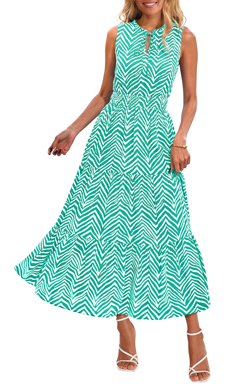 Foto 2 pulgar | Vestido Prettygarden Sin Mangas Con Cuello En V Para Invitados De Boda, Color Verde Xl - Venta Internacional.