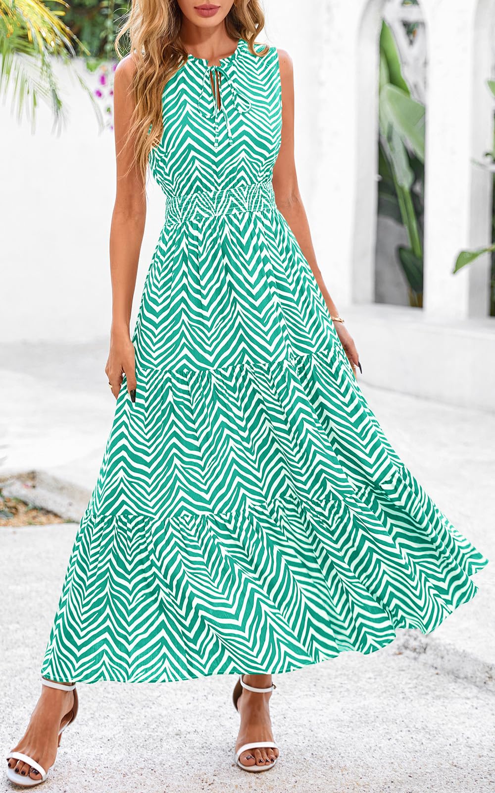 Foto 8 pulgar | Vestido Prettygarden Sin Mangas Con Cuello En V Para Invitados De Boda, Color Verde Xl - Venta Internacional.