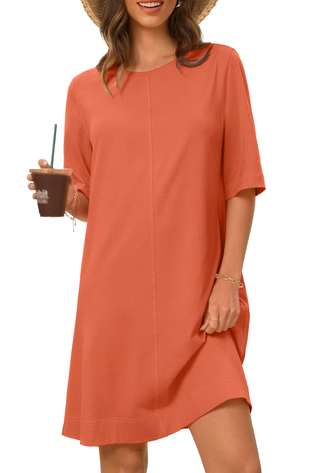 Foto 2 pulgar | Vestido Merokeety Camiseta De Verano De Manga Corta Con Bolsillos Para Mujer - Venta Internacional.