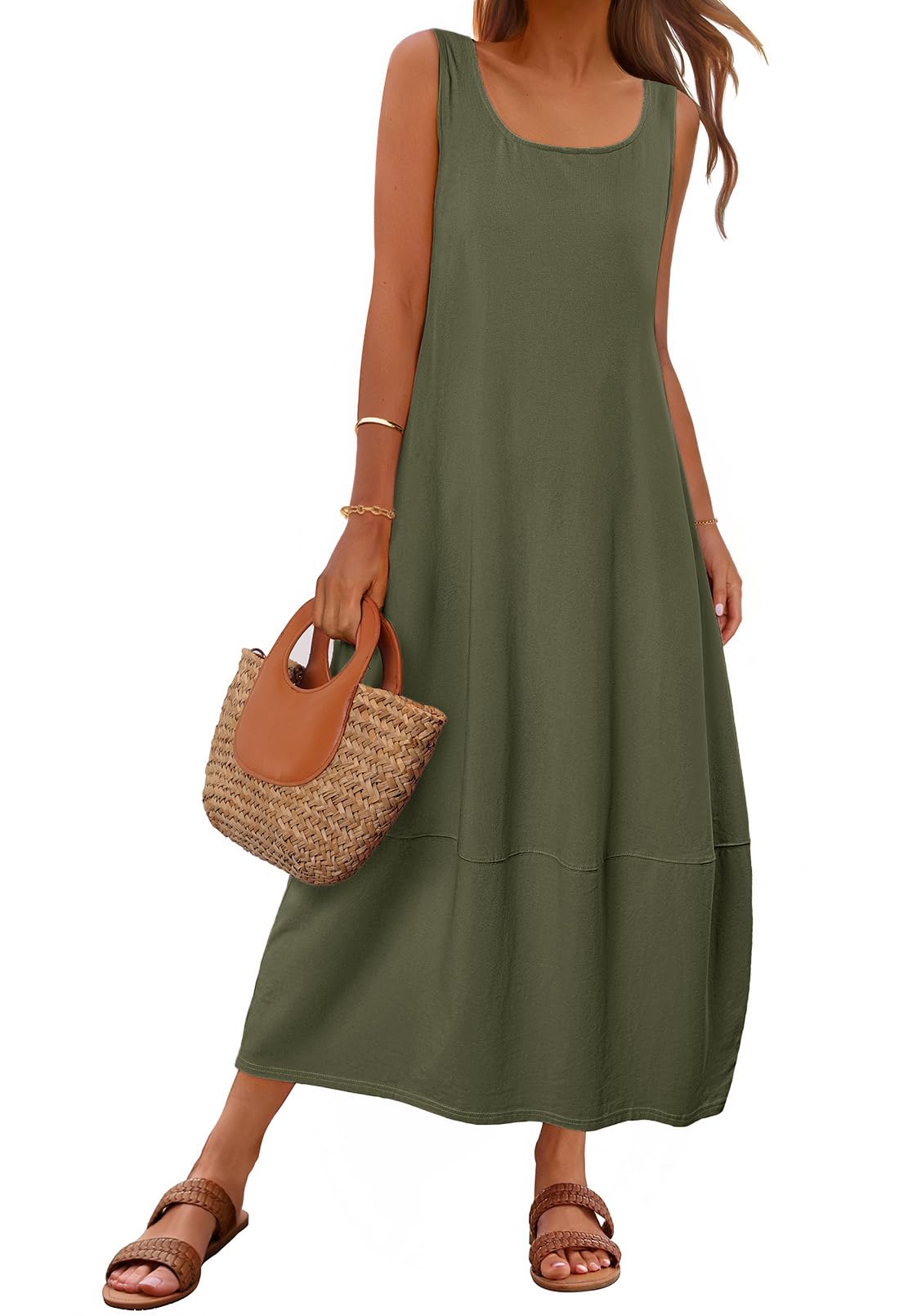 Foto 2 pulgar | Vestido Largo Casual Merokeety 2025 Summer Beach Army Green - Venta Internacional.