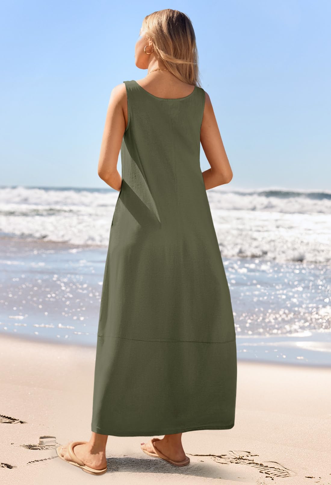 Foto 5 pulgar | Vestido Largo Casual Merokeety 2025 Summer Beach Army Green - Venta Internacional.
