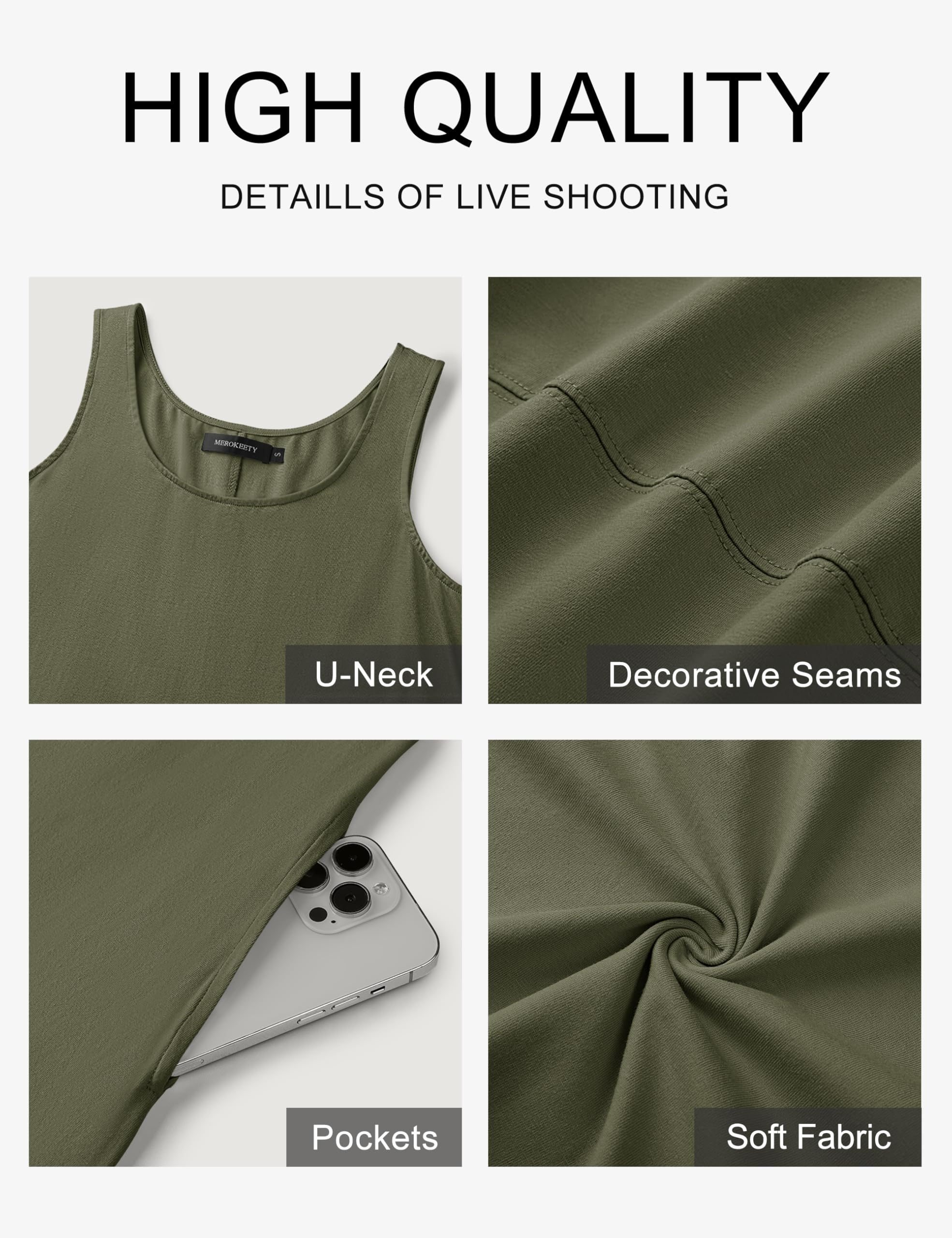 Foto 6 pulgar | Vestido Largo Casual Merokeety 2025 Summer Beach Army Green - Venta Internacional.