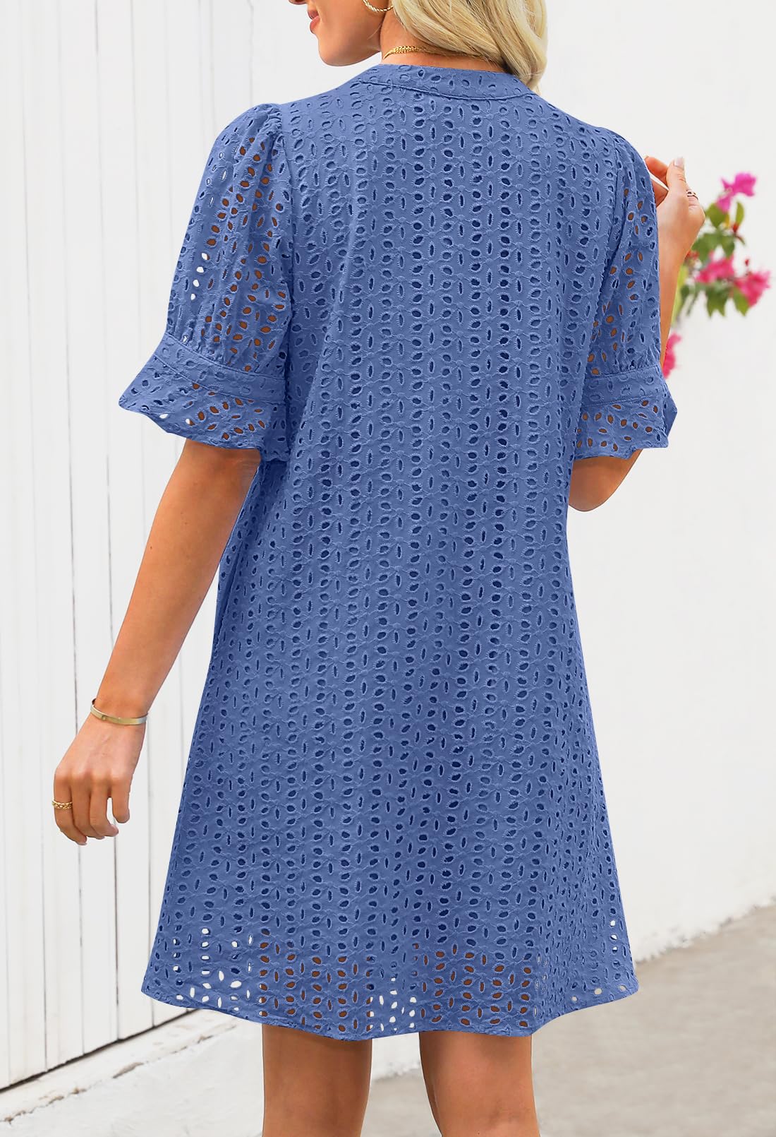 Foto 5 pulgar | Minivestido Merokeety 2025 De Verano De Manga Corta Con Cuello En V Para Mujer - Venta Internacional.