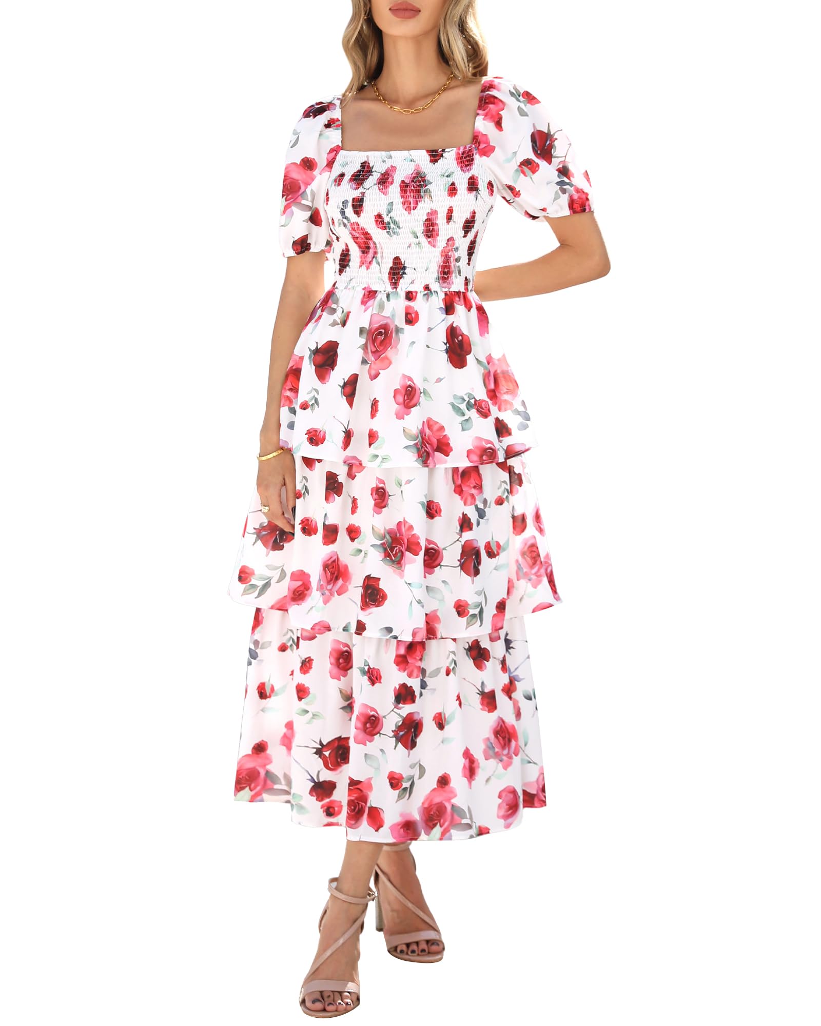 Vestido Casual Btfbm Para Mujer Con Cuello Cuadrado Y Manga Abullonada - Venta Internacional.