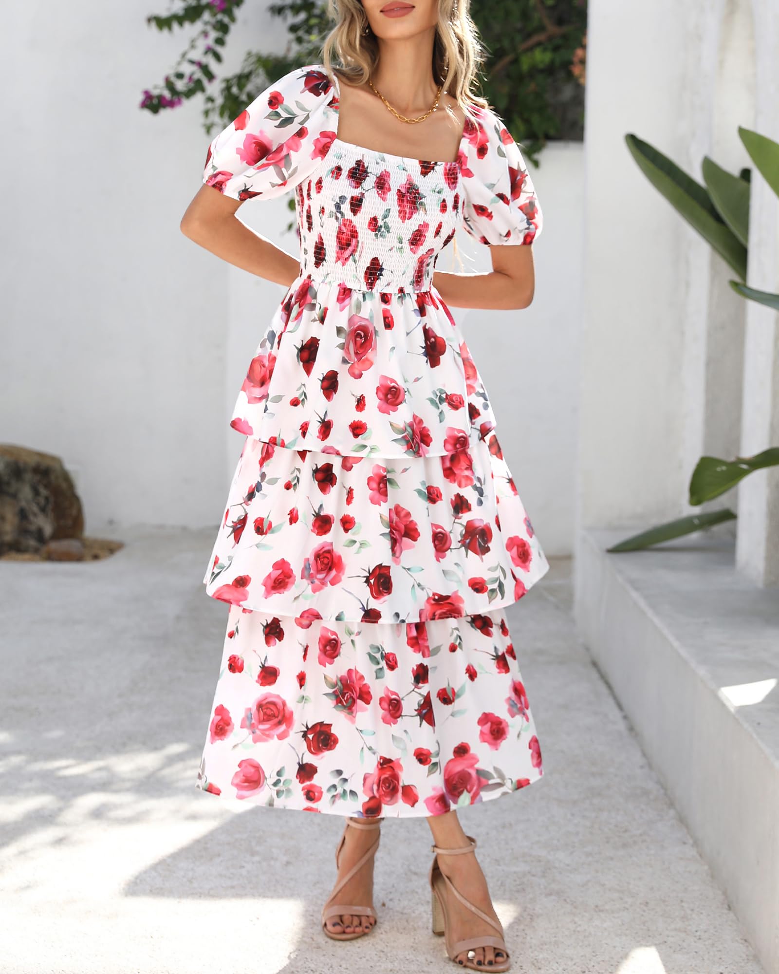 Foto 8 pulgar | Vestido Casual Btfbm Para Mujer Con Cuello Cuadrado Y Manga Abullonada - Venta Internacional.