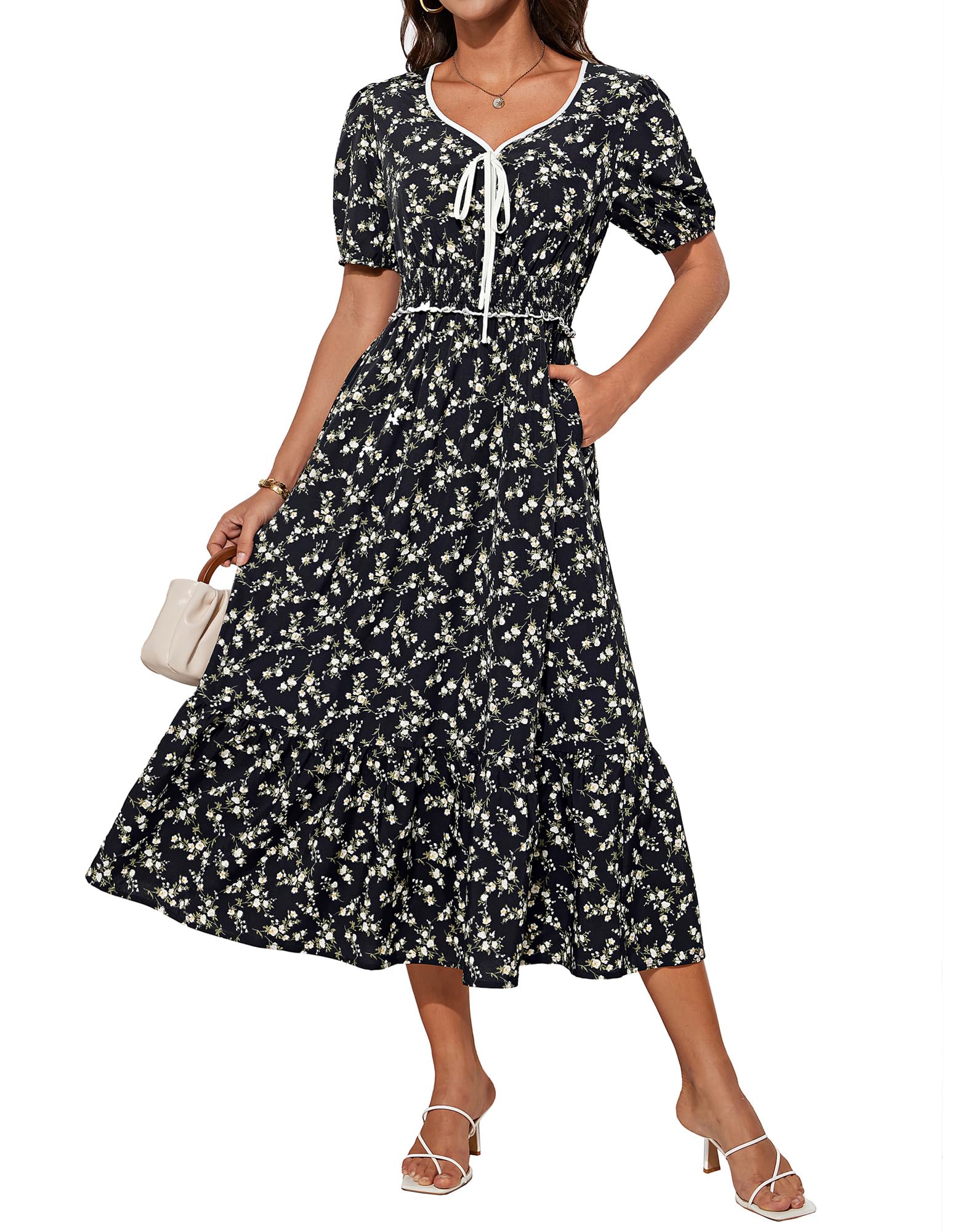 Foto 2 pulgar | Vestido Grace Karin Casual De Verano Con Estampado Floral Y Playa Para Mujer, Negro, Talla M - Venta Internacional.